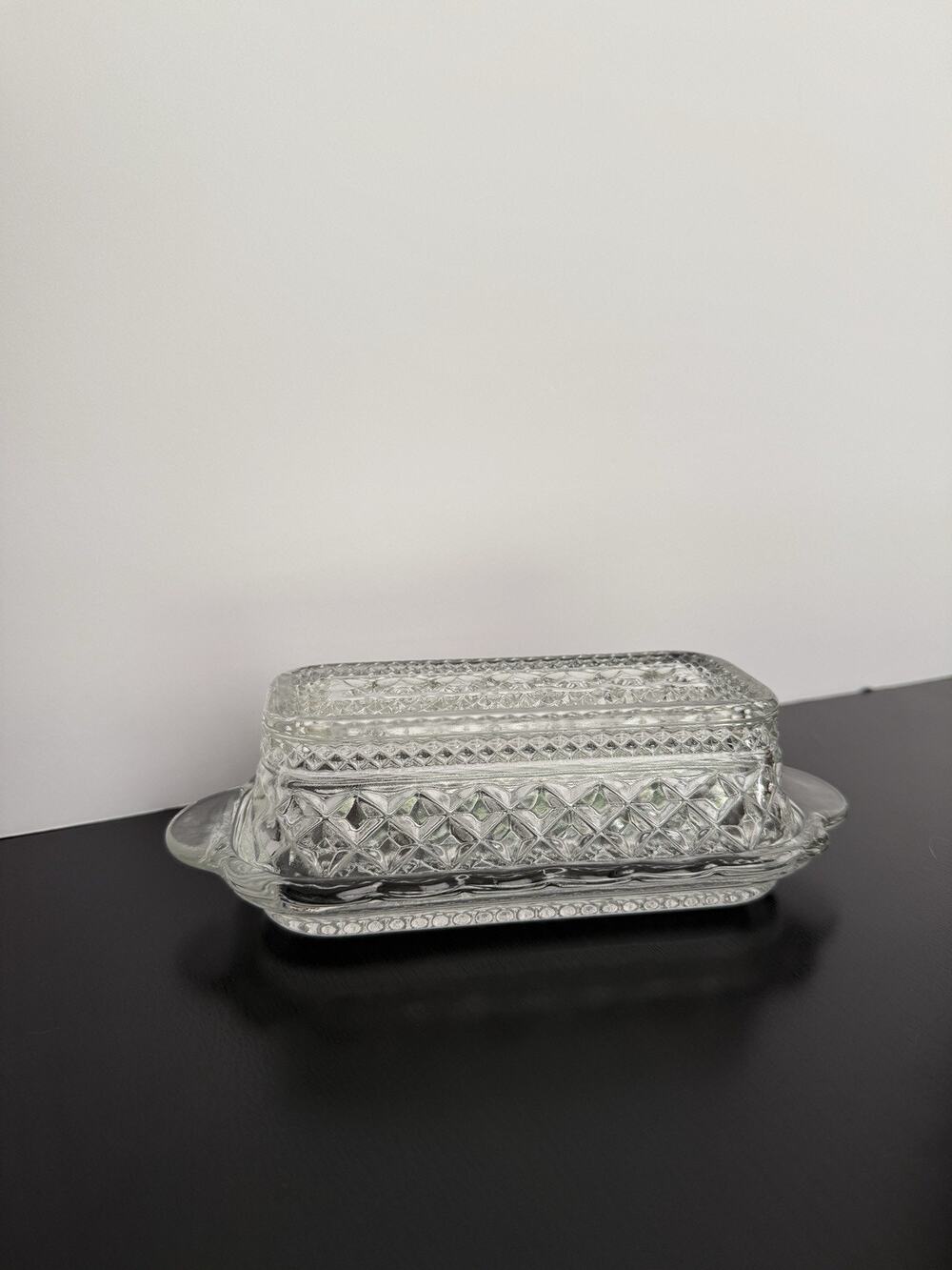 Anchor Hocking Wexford Clear Glass Butter Dish with Lid 7 7/8 Inches